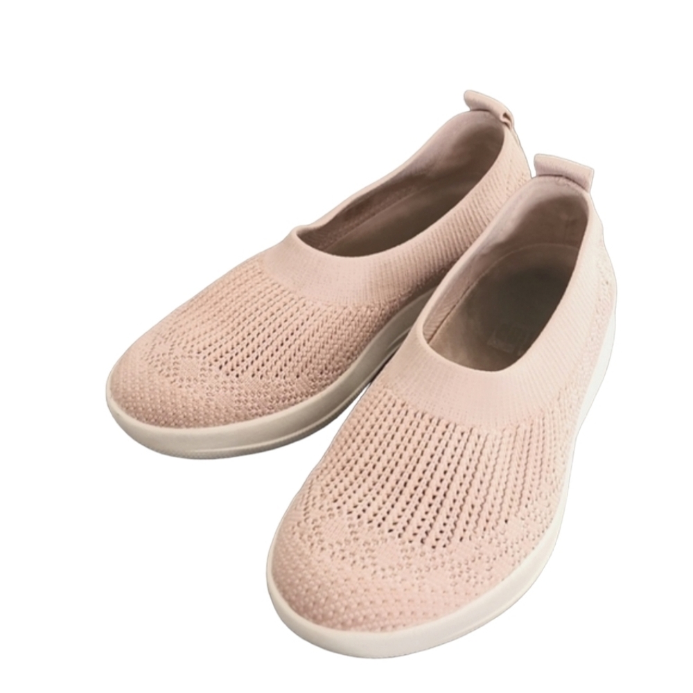 FITFLOP Ballerina Pink Slip On Sneakers 37 6 Blush Knit Woven Plantar Fasciitis - Picture 15 of 15
